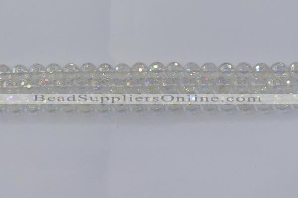 CNC602 15.5 inches 8mm faceted round plated natural white crystal beads