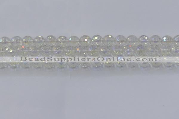 CNC603 15.5 inches 10mm faceted round plated natural white crystal beads