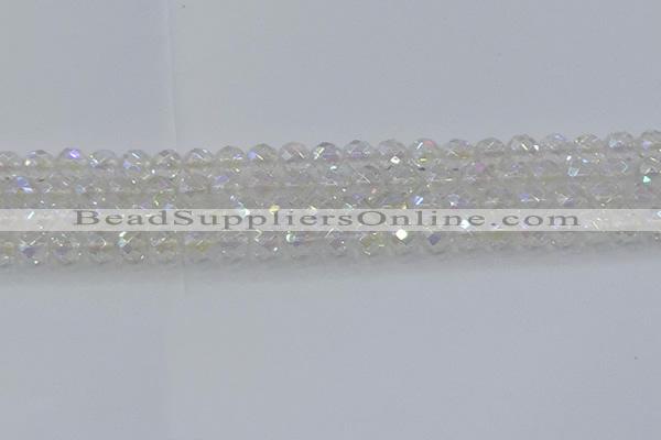 CNC609 15.5 inches 8mm faceted round plated natural white crystal beads