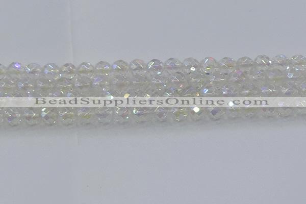 CNC611 15.5 inches 12mm faceted round plated natural white crystal beads