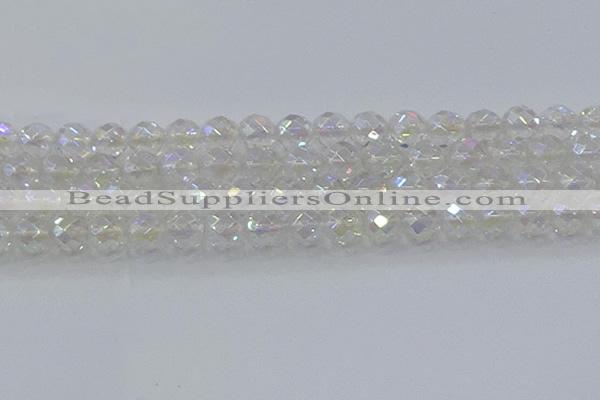 CNC612 15.5 inches 14mm faceted round plated natural white crystal beads