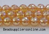 CNC614 15.5 inches 6mm faceted round plated natural white crystal beads