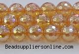 CNC615 15.5 inches 8mm faceted round plated natural white crystal beads