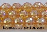 CNC616 15.5 inches 10mm faceted round plated natural white crystal beads