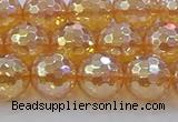 CNC617 15.5 inches 12mm faceted round plated natural white crystal beads