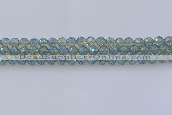 CNC628 15.5 inches 8mm faceted round plated natural white crystal beads