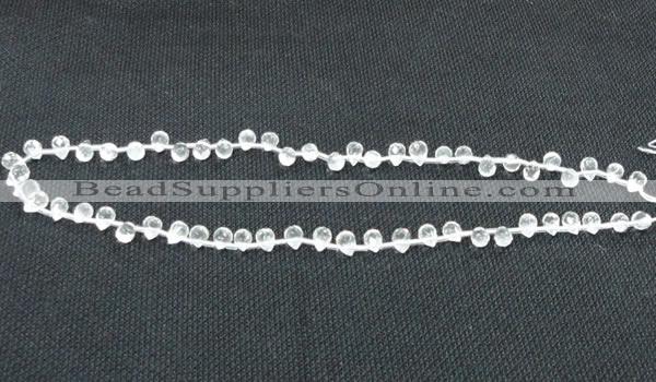 CNC64 5*7mm faceted teardrop grade A natural white crystal beads