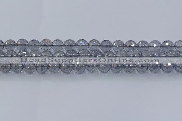 CNC641 15.5 inches 10mm faceted round plated natural white crystal beads