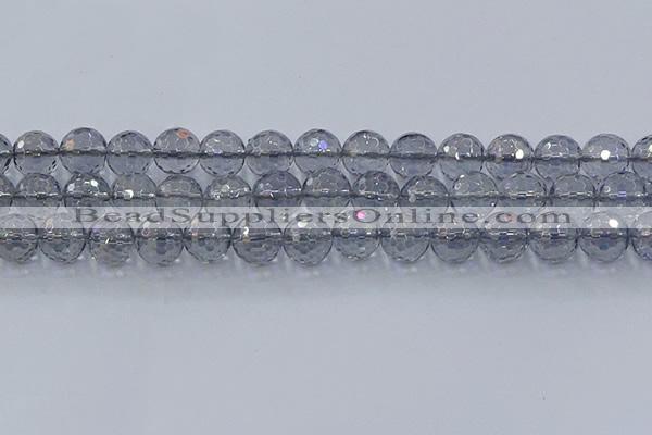 CNC642 15.5 inches 12mm faceted round plated natural white crystal beads