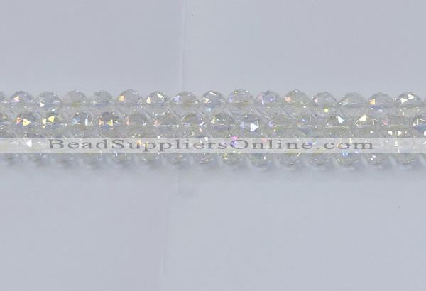 CNC647 15.5 inches 10mm faceted round plated natural white crystal beads