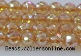 CNC651 15.5 inches 6mm faceted round plated natural white crystal beads