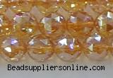 CNC653 15.5 inches 10mm faceted round plated natural white crystal beads