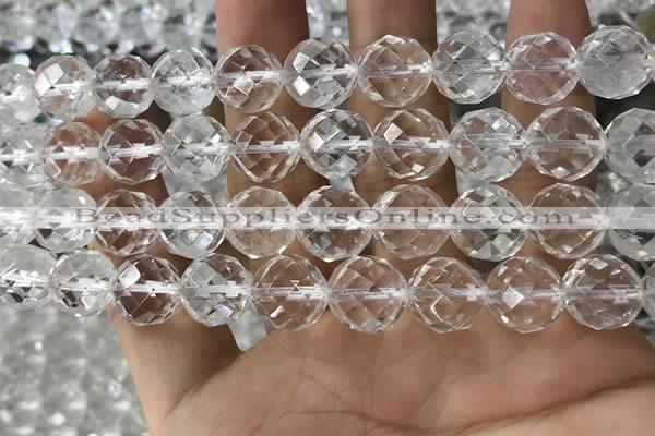 CNC707 15.5 inches 16mm faceted round white crystal beads