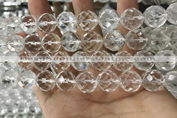 CNC708 15.5 inches 18mm faceted round white crystal beads