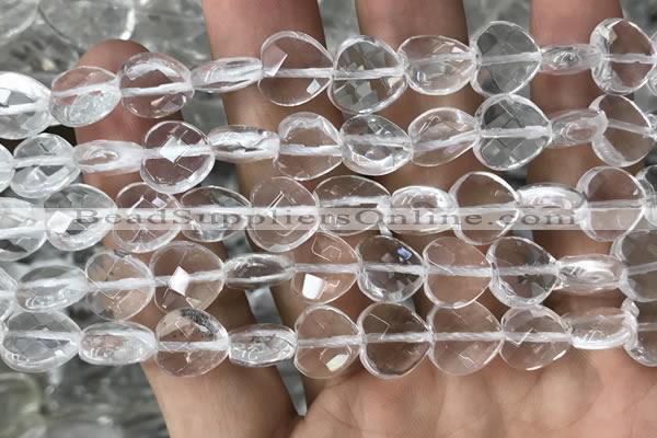 CNC737 15.5 inches 12*12mm faceted heart white crystal beads