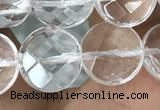 CNC745 15.5 inches 10mm faceted coin white crystal beads