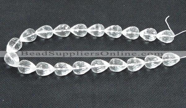 CNC75 10*14mm faceted teardrop grade A natural white crystal beads