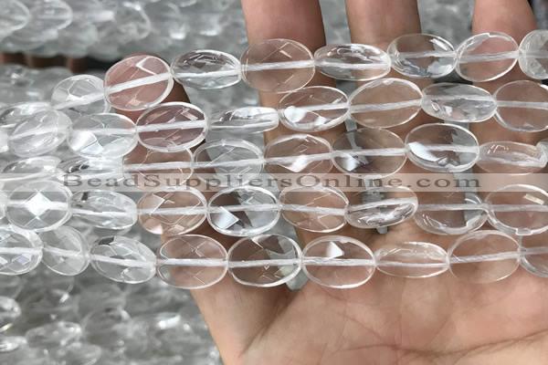 CNC763 15.5 inches 10*14mm faceted oval white crystal beads