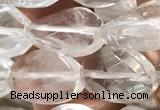 CNC819 15.5 inches 10*14mm twisted & faceted oval white crystal beads