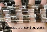 CNC830 10*14mm faceted rectangle white crystal & smoky quartz beads