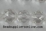 CNC90 15.5 inches 10mm faceted round natural white crystal beads