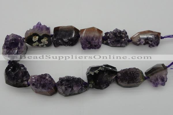 CNG1019 15.5 inches 20*25mm - 25*35mm nuggets amethyst gemstone beads