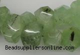 CNG1022 10*14mm - 15*20mm faceted nuggets green rutilated quartz beads