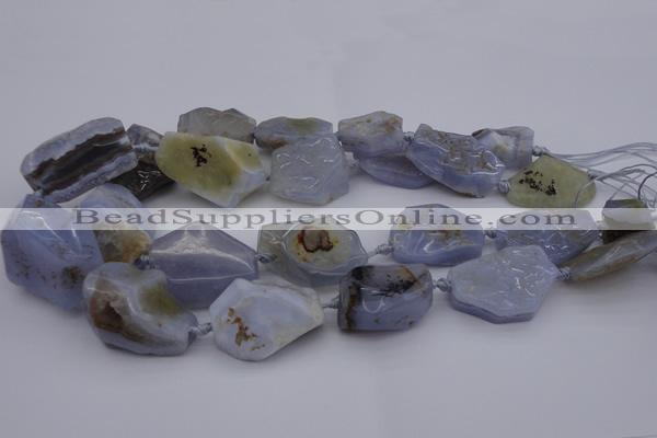 CNG1042 15.5 inches 15*20mm - 30*40mm nuggets blue lace agate beads