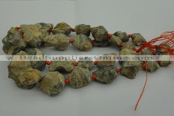 CNG1045 15.5 inches 15*20mm - 25*35mm nuggets inkstone fossil beads