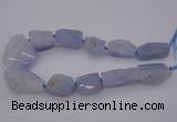 CNG1075 15.5 inches 20*30mm - 30*40mm nuggets blue chalcedony  beads