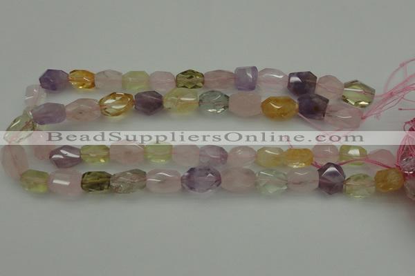 CNG1103 15.5 inches 12*16mm - 13*18mm faceted nuggets mixed quartz beads