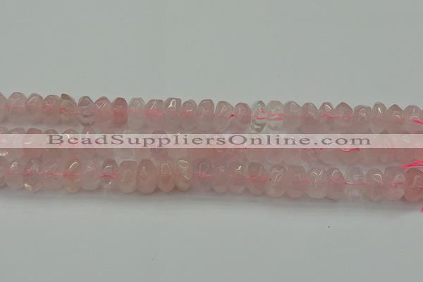 CNG1177 15.5 inches 6*14mm - 8*14mm nuggets rose quartz beads