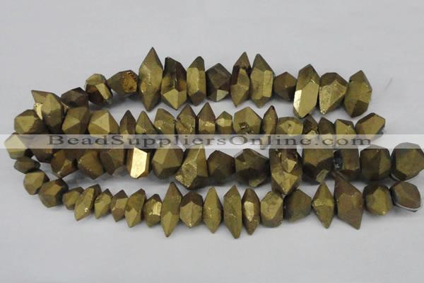 CNG1301 15.5 inches 10*20mm - 15*30mm faceted nuggets plated quartz beads