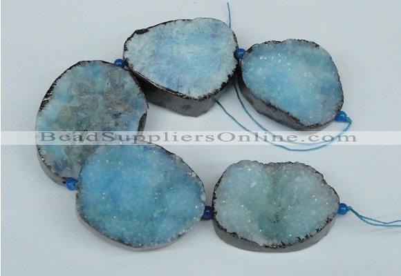 CNG1495 8 inches 30*35mm - 35*45mm freeform agate beads with brass setting