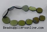 CNG1502 15.5 inches 22*25mm - 30*35mm freeform plated agate beads