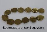 CNG1503 15.5 inches 22*25mm - 30*35mm freeform plated agate beads