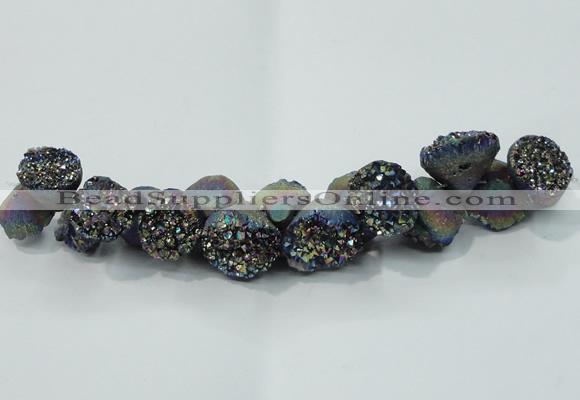 CNG1537 7.5 inches 10*14mm - 15*20mm nuggets plated druzy agate beads