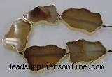 CNG1650 8 inches 35*50mm - 45*65mm freeform agate beads with brass setting