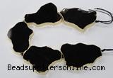 CNG1653 8 inches 35*50mm - 45*65mm freeform agate beads with brass setting