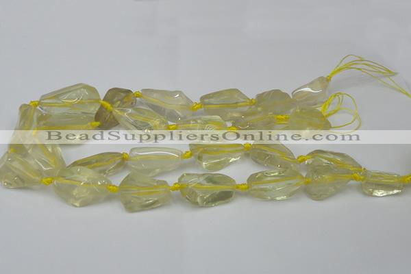 CNG1702 15.5 inches 15*20mm - 18*35mm nuggets lemon quartz beads