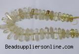 CNG2150 15.5 inches 8*25mm - 10*40mm faceted nuggets lemon quartz beads