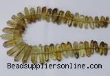 CNG2153 15.5 inches 8*25mm - 10*40mm faceted nuggets lemon quartz beads