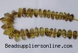 CNG2154 15.5 inches 10*25mm - 15*40mm faceted nuggets lemon quartz beads