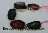 CNG2175 8 inches 30*40mm - 35*45mm freeform agate beads with brass setting