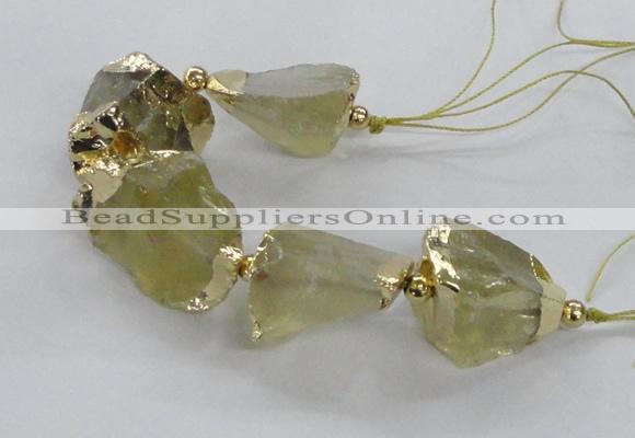 CNG2387 7.5 inches 15*25mm - 20*30mm nuggets lemon quartz beads