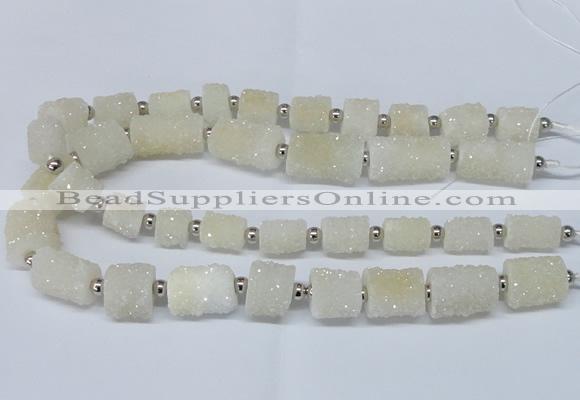 CNG2430 15.5 inches 11*14mm - 14*20mm tube druzy quartz beads