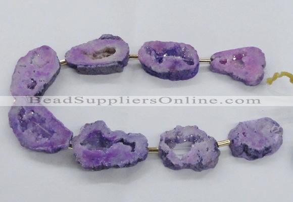 CNG2492 15.5 inches 30*40mm - 40*50mm freeform plated druzy agate beads