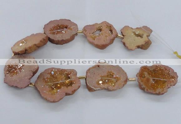 CNG2499 15.5 inches 30*40mm - 40*50mm freeform plated druzy agate beads