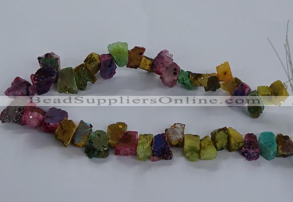 CNG2592 15.5 inches 13*18mm - 15*25mm nuggets plated druzy agate beads