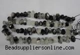 CNG2716 10*14mm - 13*18mm faceted nuggets black rutilated quartz beads